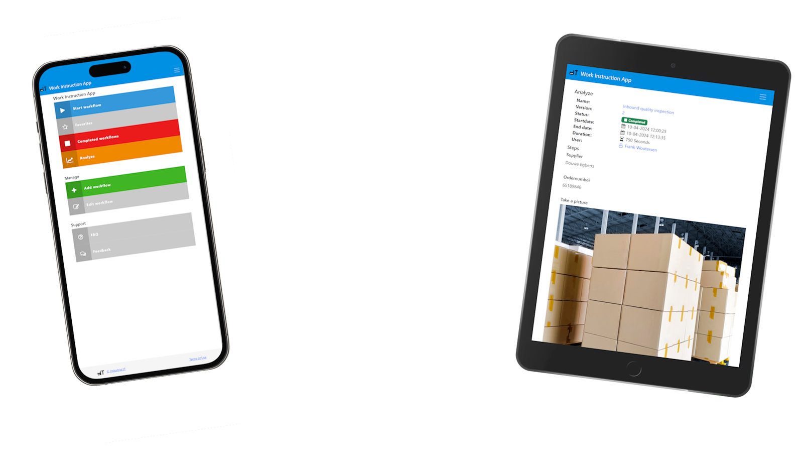 De Work Instruction App met digitale SOP's op een smartphone en een tablet